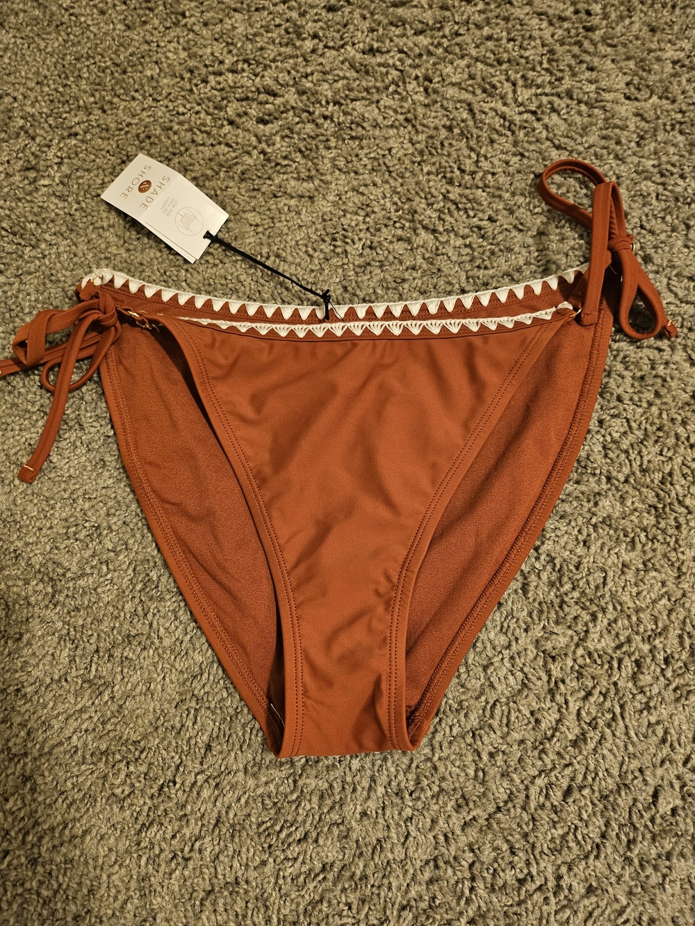 Shade & Shore Rust Bikini Set with White Scalloped Trim
